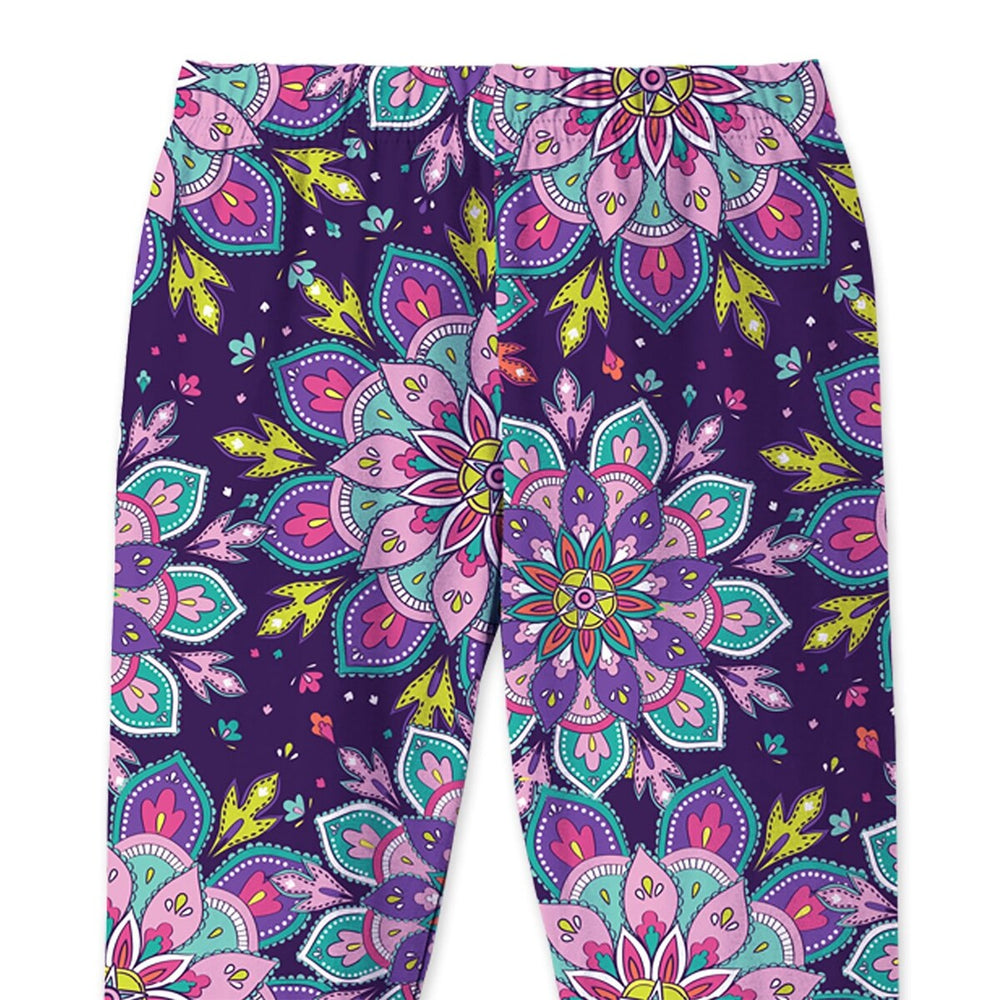 Purple Mandala Floral Print Raglan Tee & Leggings