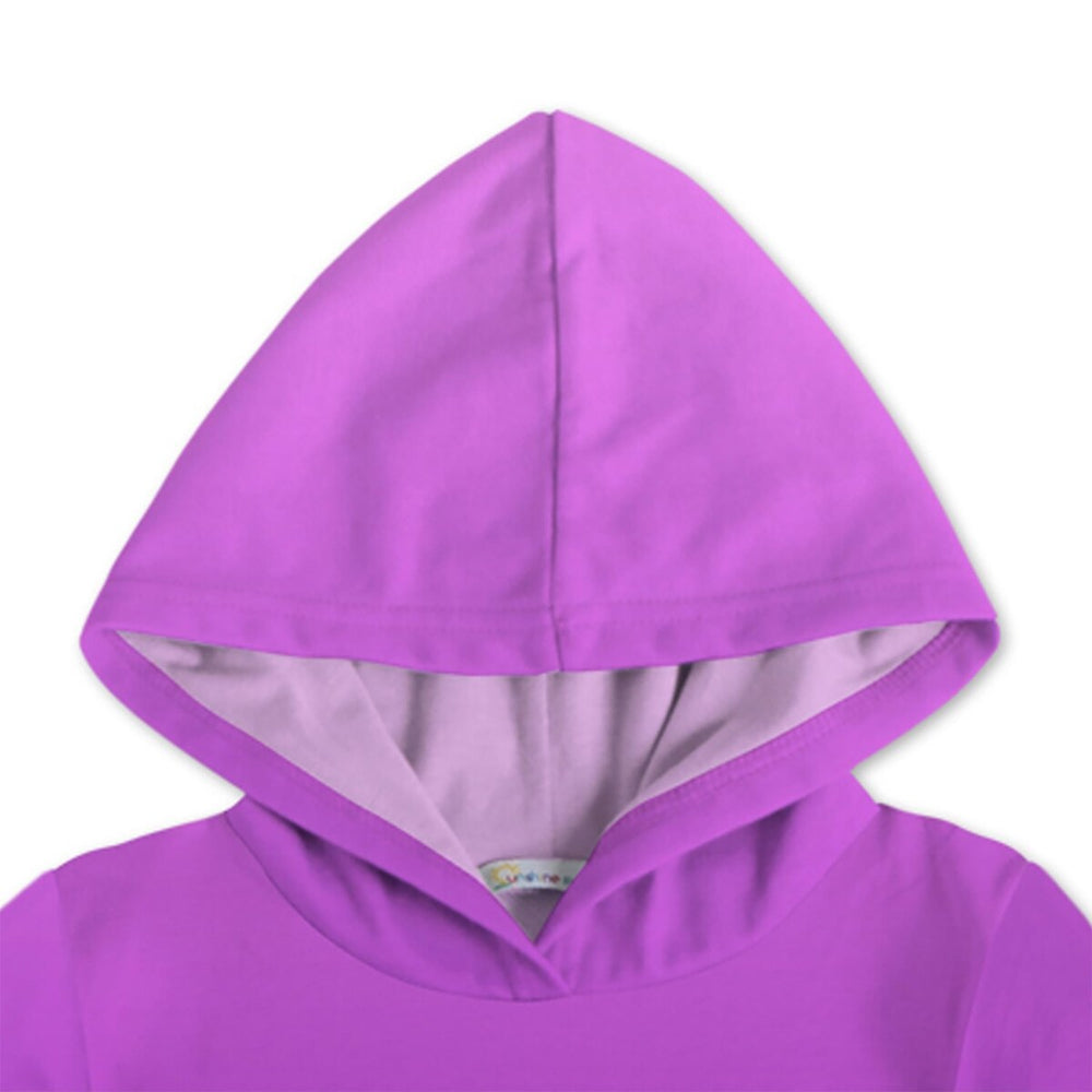 Purple Ombre & Cat Print Hooded Top