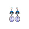 Purple Oval Crystal Blue Drop Earrings