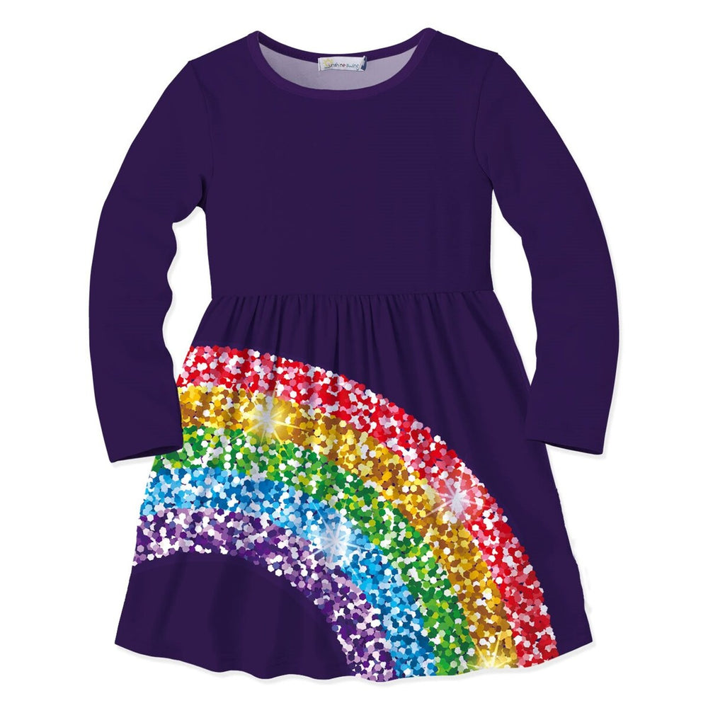 Purple Rainbow Print Skater Dress