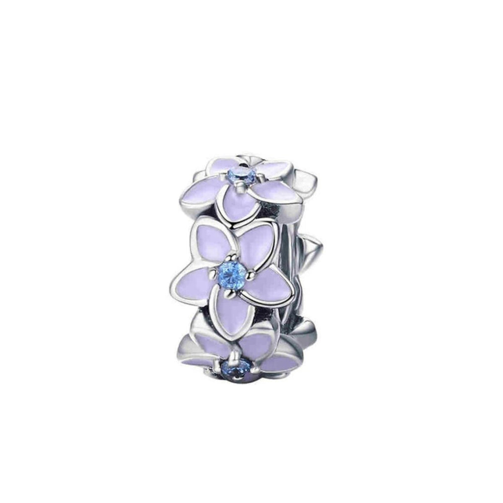 Purple & Blue Cubic Zirconia Flower Rondelle Charm