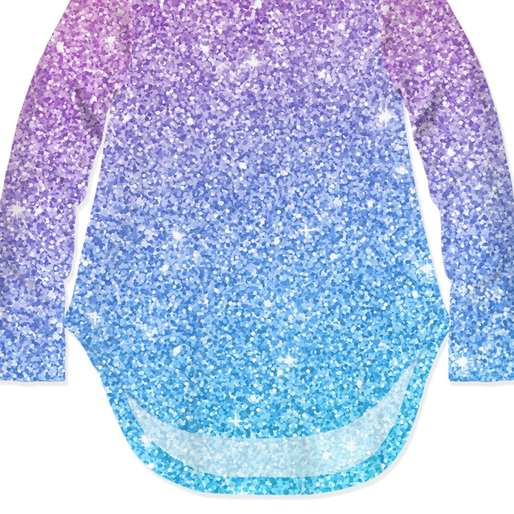 Purple & Blue Glitter Ombre Print Hi-Low Top & Leggings