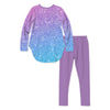 Purple & Blue Glitter Ombre Print Hi-Low Top & Leggings