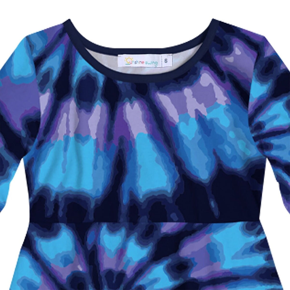 Purple & Blue Tie-Dye Print Dress & Joggers