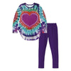 Purple & Red Tie-Dye Heart Print Hi-Low Top & Leggings