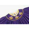 Purple and Gold Football Smocked Bishop Dress