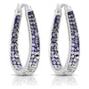 Purple and White Inside Out Crystal Hoop Earrings For Women - Purple and White