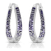 Purple and White Inside Out Crystal Hoop Earrings For Women - Purple and White