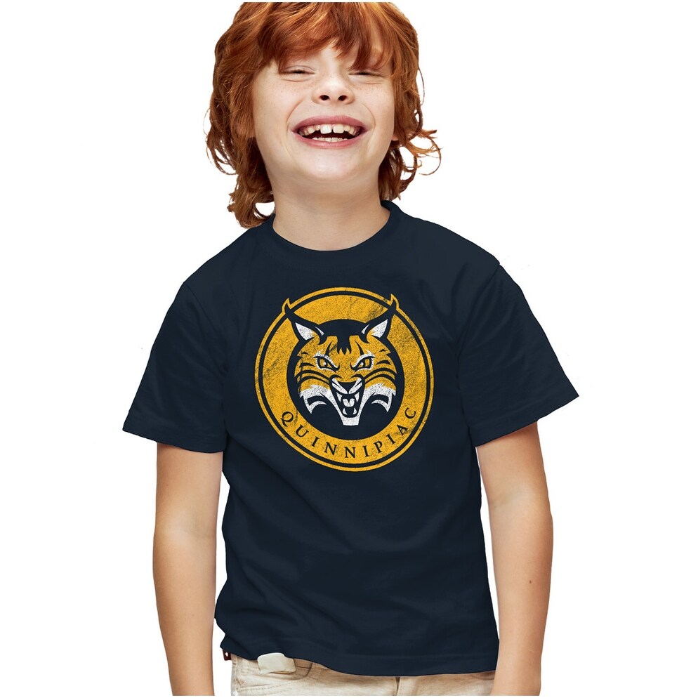 Quinnipiac University Distressed Primary Kids T Shirt for Youth Boys and Girls