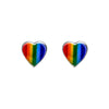 Rainbow Colored Heart Sterling Silver Stud Earrings