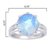 Rainbow Moonstone Sterling Silver Round-Cut Solitaire Ring