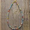 Rainbow Multi Colored Faceted Beaded Choker and Adjustable Bracelet Set - White