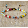 Rainbow Multi Colored Faceted Beaded Choker and Adjustable Bracelet Set - White