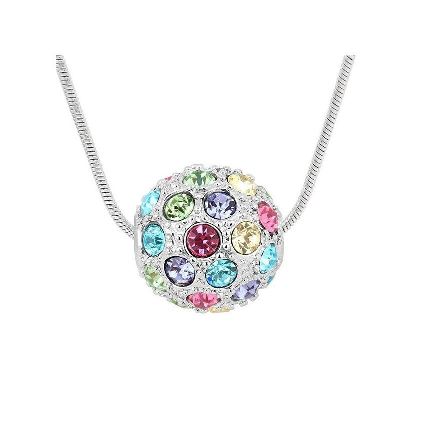 Rainbow Pavé-Set Pendant Necklace with Swarovski Crystals - White