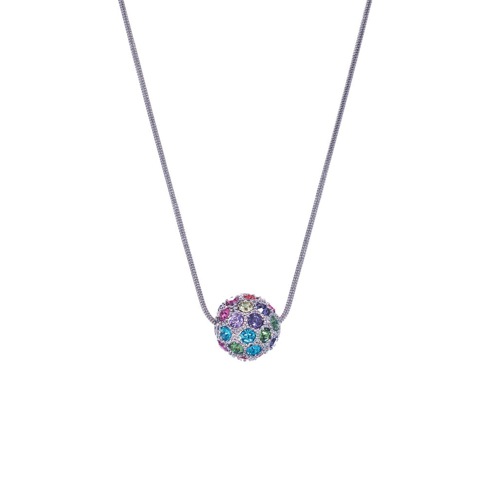 Rainbow Pavé-Set Pendant Necklace with Swarovski Crystals - White