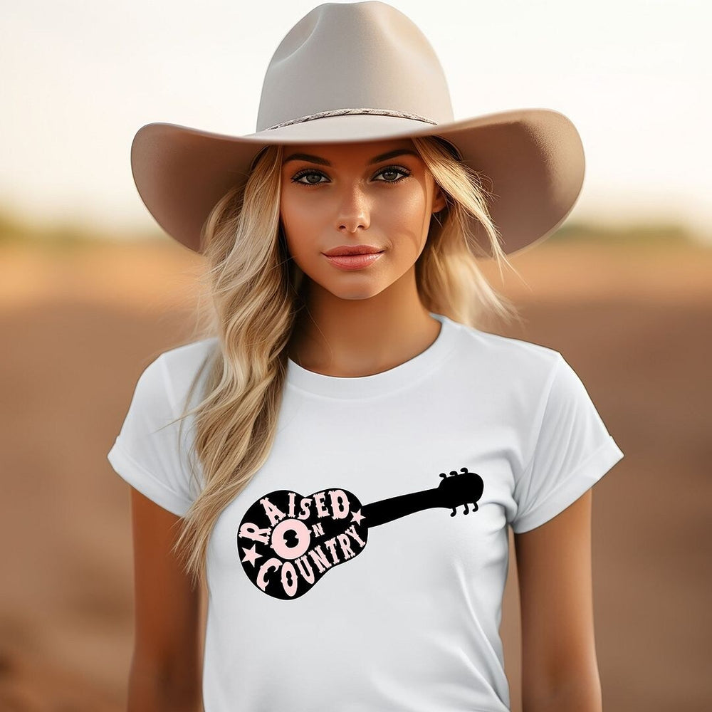 Raised On Country Guitar Short Sleeve Crewnneck Tee