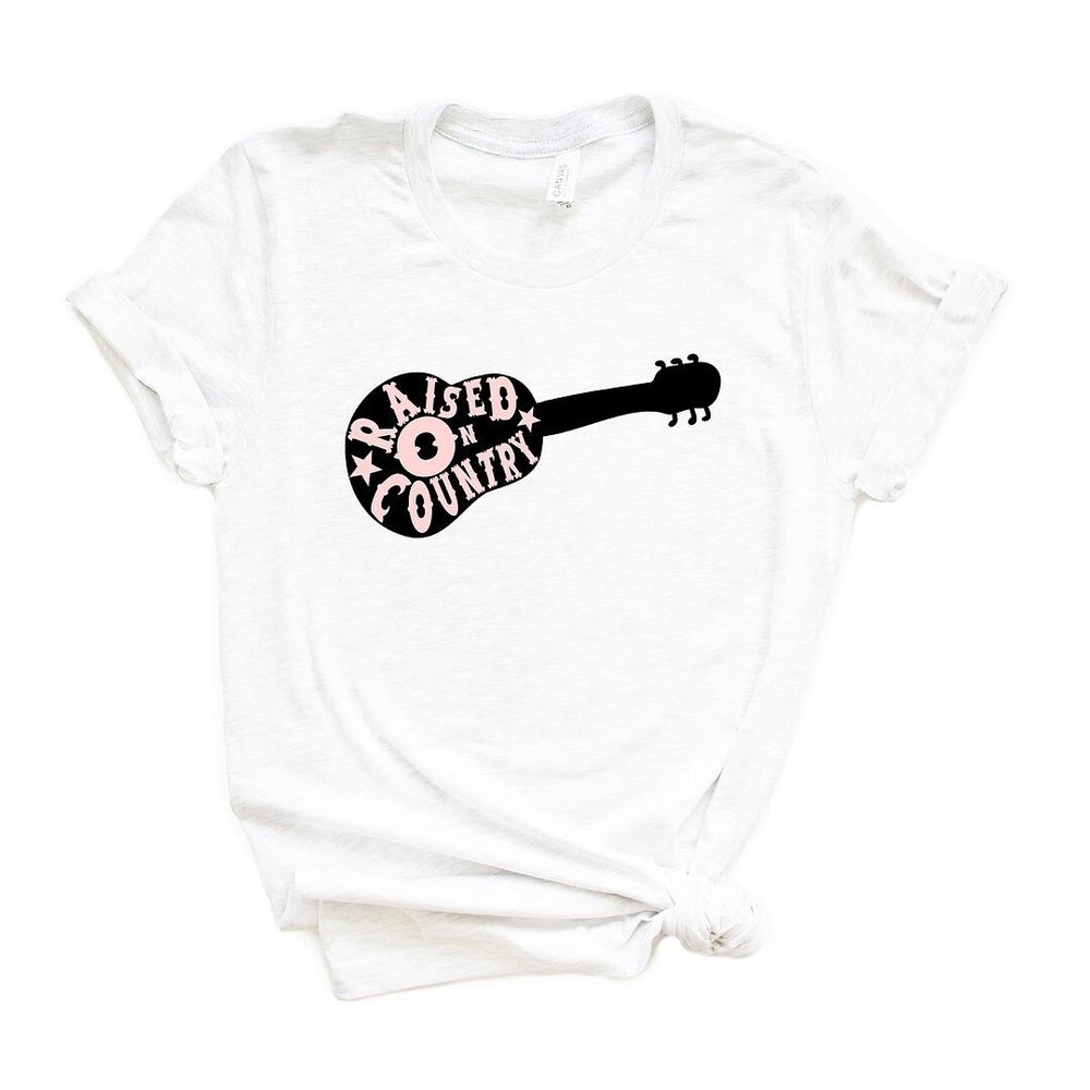 Raised On Country Guitar Short Sleeve Crewnneck Tee