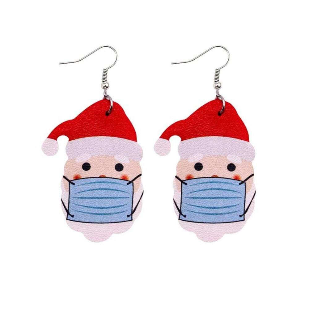 Red Blue Mask Santa Drop Earrings