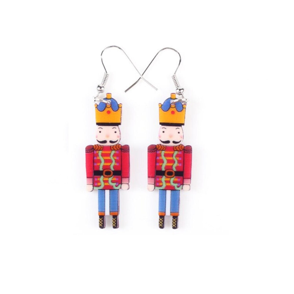 Red Blue Nutcracker Drop Earrings