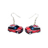 Red British Car Drop Earrings