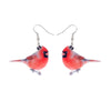 Red Cardinal Bird Drop Earrings