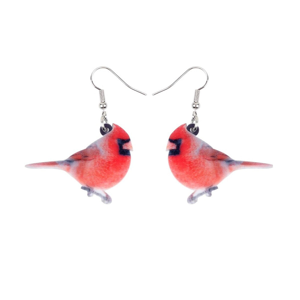 Red Cardinal Bird Drop Earrings