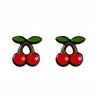 Red Cherries With Dainty Crystals Stud Earrings