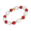 Red Coral and Freshwater Pearl Beaded Bracelet