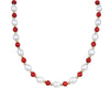 Red Coral and Freshwater Pearl Beaded Necklace 18"