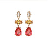 Red Crystal Goldtone Stacked Teardrop Earrings