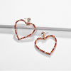 Red Crystal Open Heart Earrings