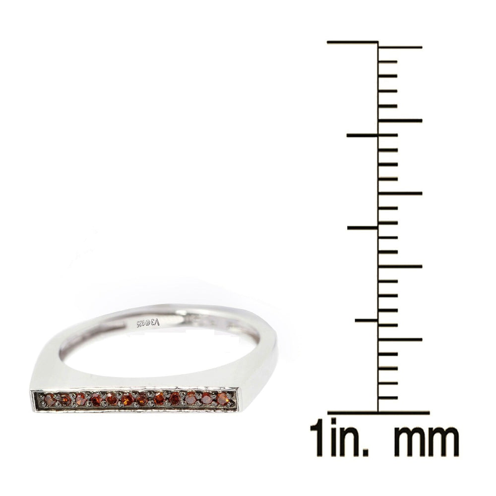 Red Diamond Sterling Silver Flat Top Stackable Ring