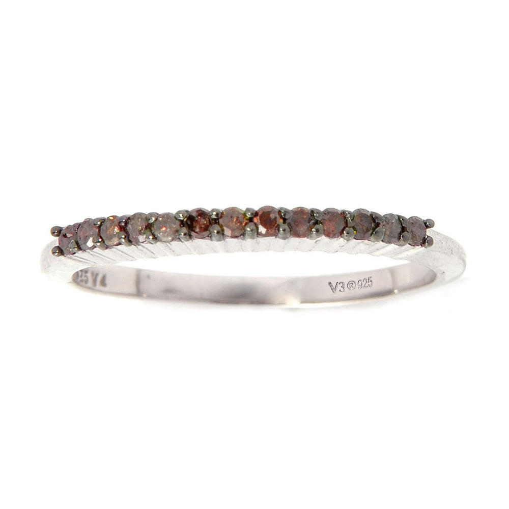 Red Diamond Sterling Silver Stackable Band Ring