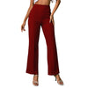 Red Elastic Waist Bootcut Pants