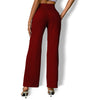 Red Elastic Waist Bootcut Pants