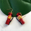 Red Fire Extinguisher Drop Earrings