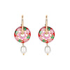 Red Floral Imitation Pearl Drop Earrings