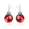 Red Gold Star Christmas Ornament Drop Earrings