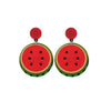 Red Green Circular Watermelon Earrings