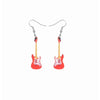 Red Guitar Drop Earrings