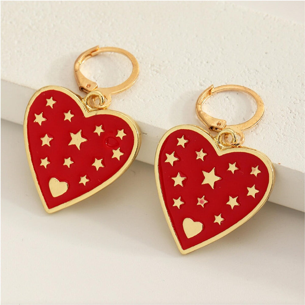 Red Heart Huggie Earrings