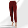 Red Pocketed High Waist Straight Pants