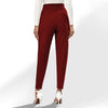 Red Pocketed High Waist Straight Pants