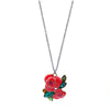 Red Rose Pendant Necklace - White