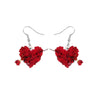 Red Roses Heart Drop Earrings