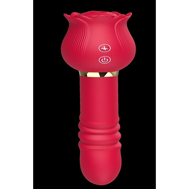 Red Suction Thrusting Rose Wand