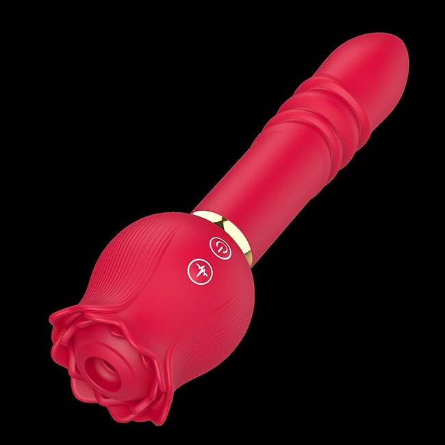 Red Suction Thrusting Rose Wand