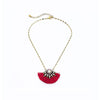 Red Tassel Fan Necklace - White