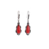 Red Teardrop Drop Earrings With Black Crystals