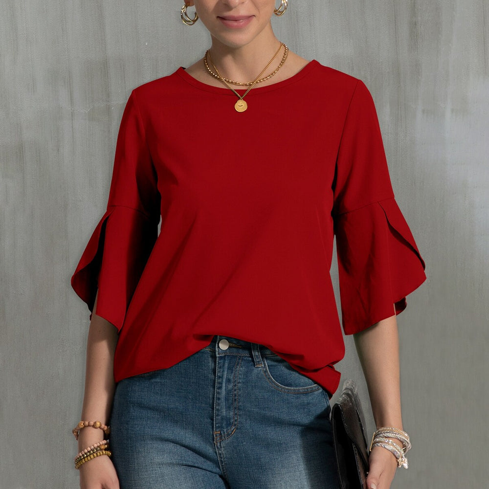 Red Tulip-Sleeve Top